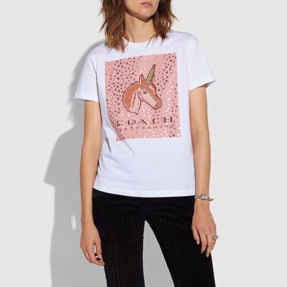 Coach Unicorn print T-shirt Small (Used)